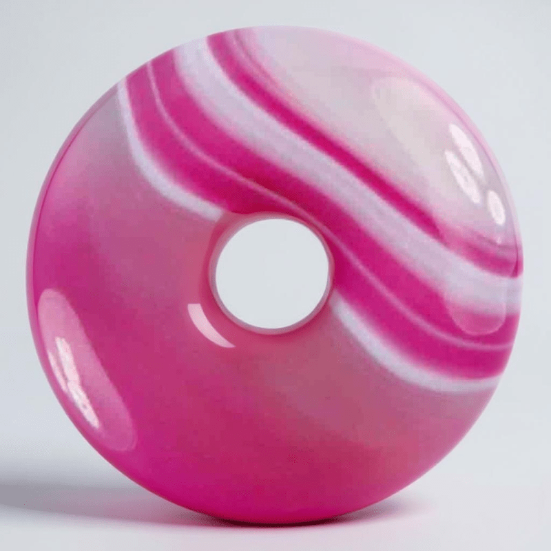 Donut ou PI Chinois agate teintée rose Brésil A - La Boite à Cailloux