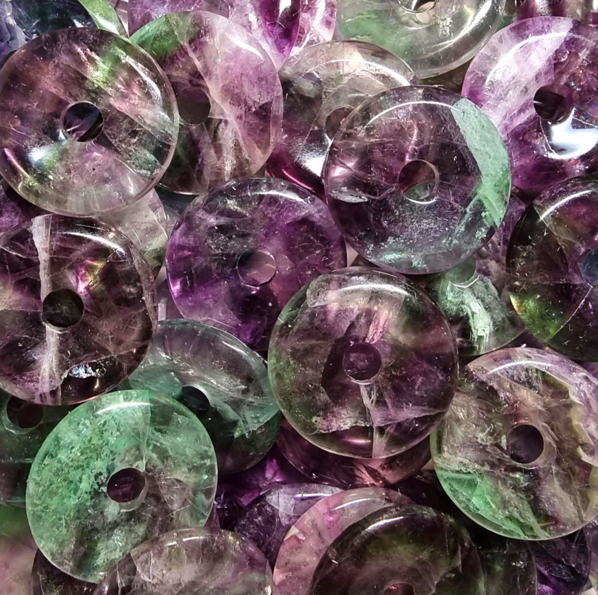 Donut ou PI Chinois fluorine multicolore Chine A - La Boite à Cailloux