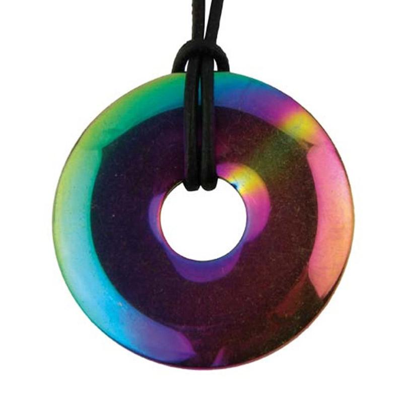 Donut ou PI Chinois hématite arc en ciel A - La Boite à Cailloux