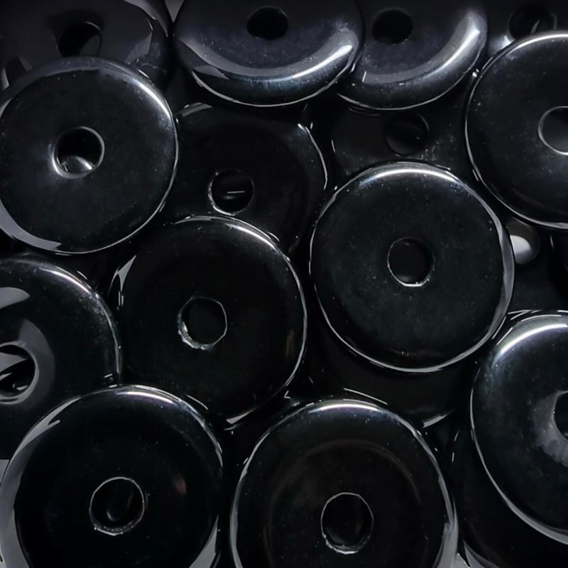 Donut ou PI Chinois obsidienne noire Mexique A - La Boite à Cailloux