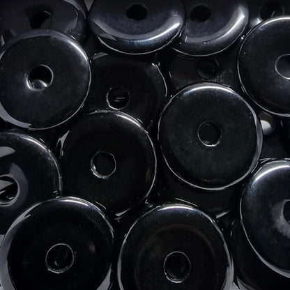 Donut ou PI Chinois obsidienne noire Mexique A - La Boite à Cailloux