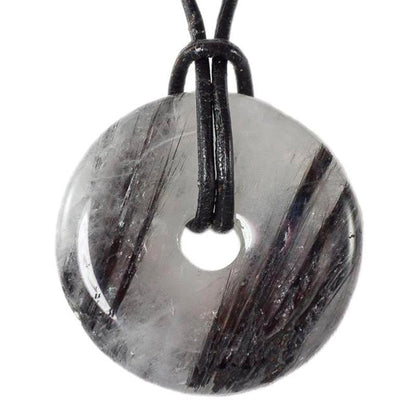 Donut ou PI Chinois quartz inclusions de tourmaline Brésil A (30mm) - La Boite à Cailloux