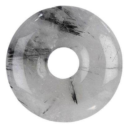 Donut ou PI Chinois quartz inclusions de tourmaline Brésil A (30mm) - La Boite à Cailloux