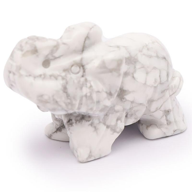 Eléphant howlite Zimbabwe A 40mm - La Boite à Cailloux
