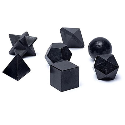 Set of 7 pieces in Black Tourmaline Brazil A sacred geometry