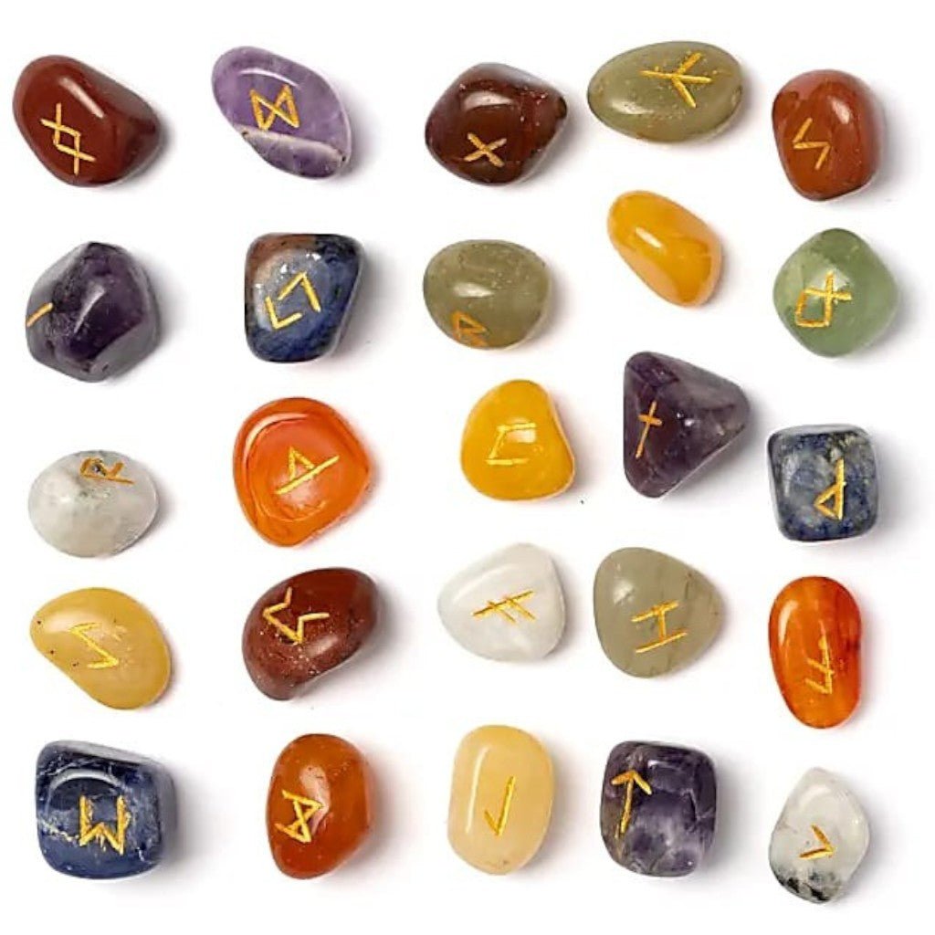 Ensemble rune divinatoire 7 chakras AA - La Boite à Cailloux