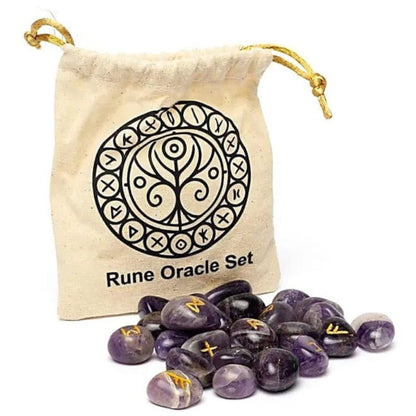Ensemble rune divinatoire améthyste Brésil AA - La Boite à Cailloux