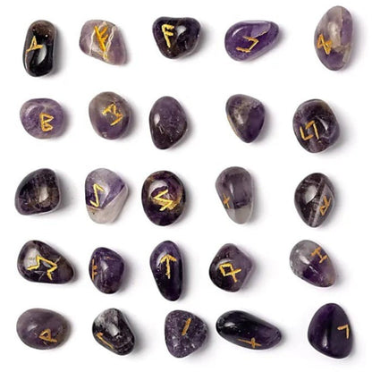 Ensemble rune divinatoire améthyste Brésil AA - La Boite à Cailloux
