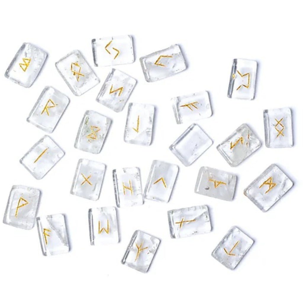 Ensemble rune divinatoire cristal de roche Brésil AA - La Boite à Cailloux