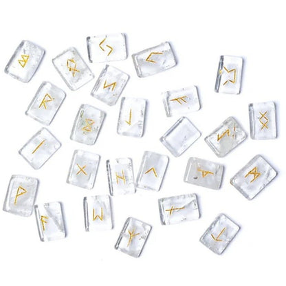 Ensemble rune divinatoire cristal de roche Brésil AA - La Boite à Cailloux