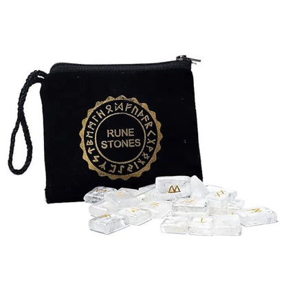 Ensemble rune divinatoire cristal de roche Brésil AA - La Boite à Cailloux
