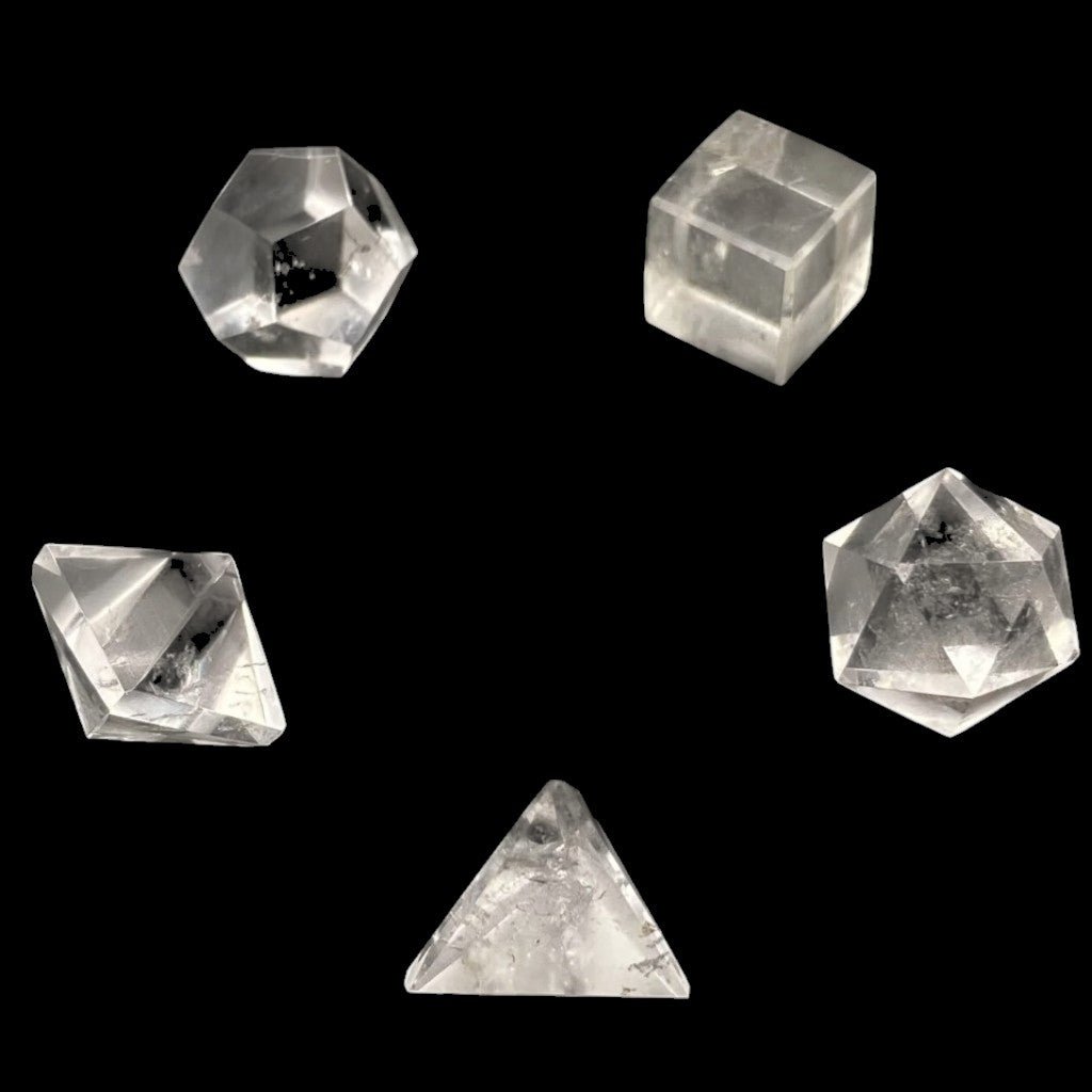 Ensemble solides de Platon cristal de roche Brésil AA - La Boite à Cailloux
