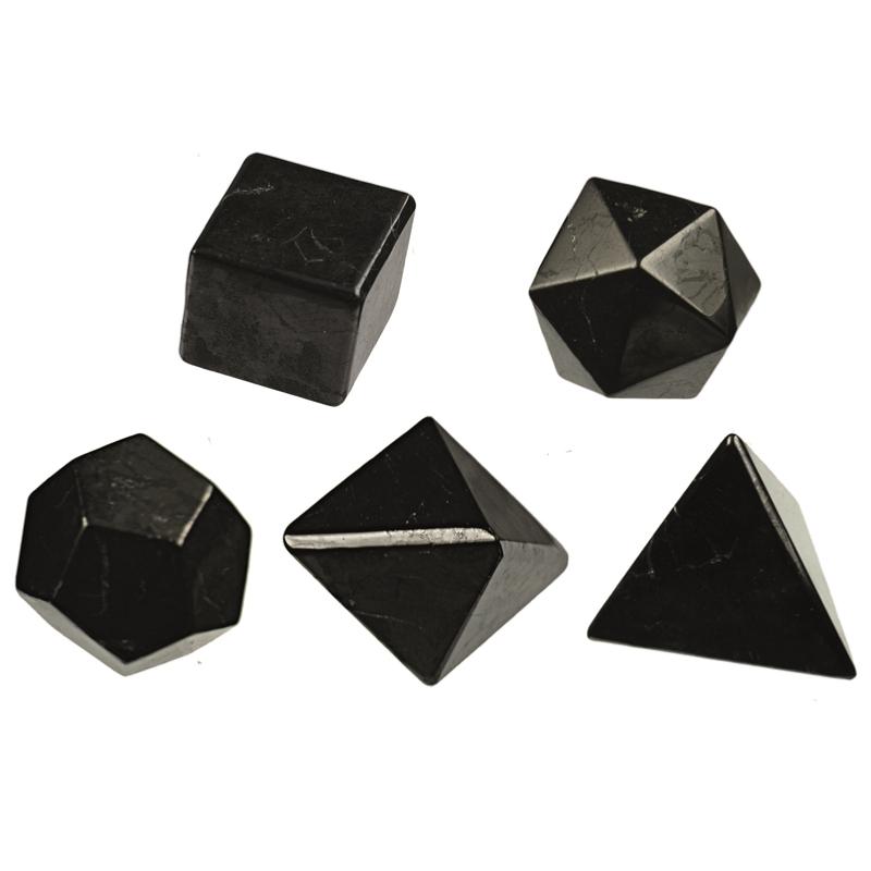 Ensemble Solides de platon en Shungite - La Boite à Cailloux