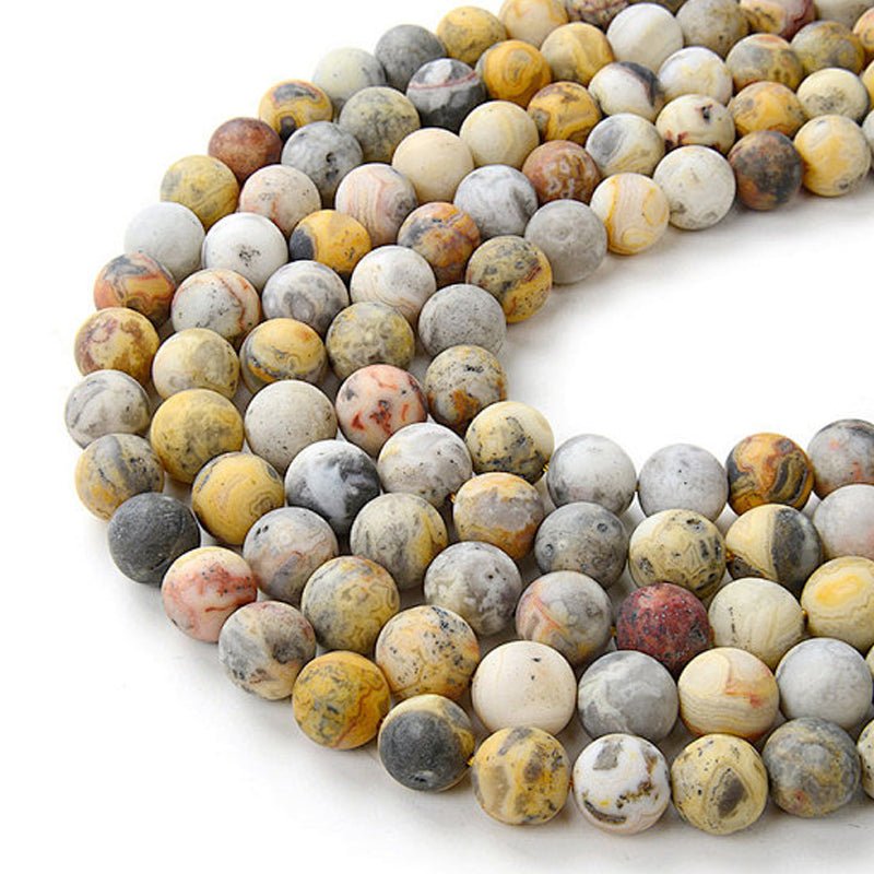 Fil agate crazy lace dépolie A - La Boite à Cailloux