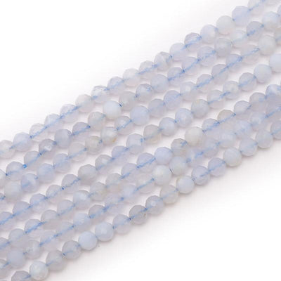 Blue chalcedony thread Namibia With faceted beads 3-4mm