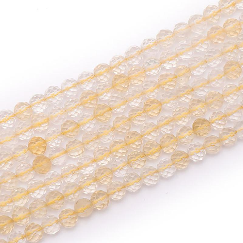 Fil citrine naturelle Brésil AA perles facettées 3 - 4mm - La Boite à Cailloux