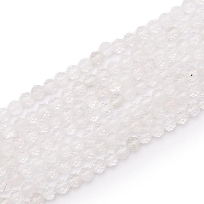 Fil cristal de roche Brésil AA perles facettées 3 - 4mm - La Boite à Cailloux