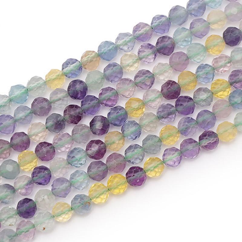 Fil fluorine multicolore Chine AA perles facettées 3 - 4mm - La Boite à Cailloux