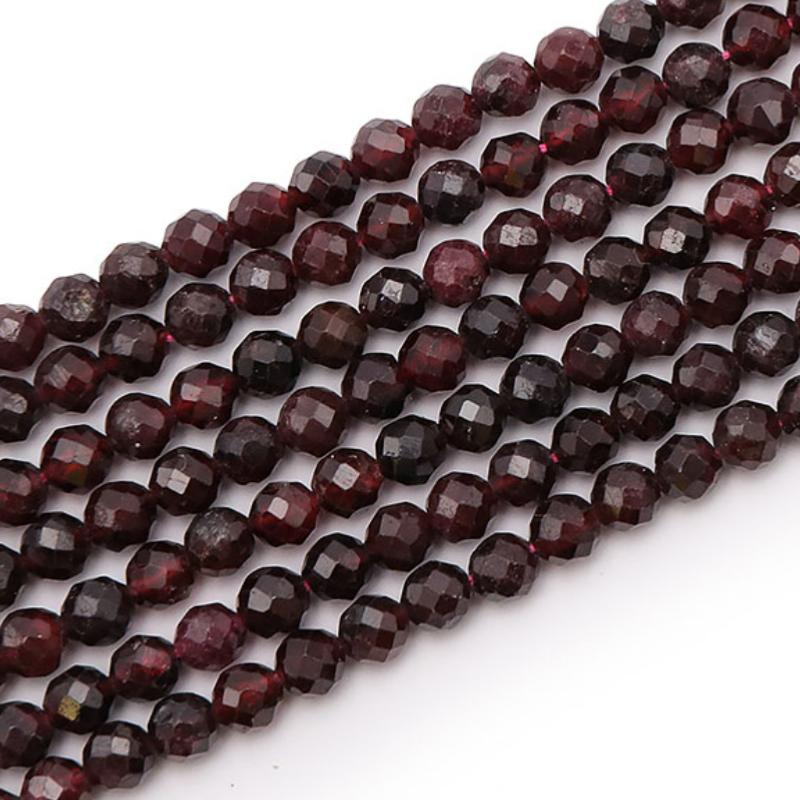 Fil grenat rouge almandin Pakistan AA perles facettées 3 - 4mm - La Boite à Cailloux