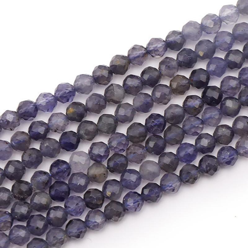 Fil iolite (cordièrite) Inde AA perles facettées 3 - 4mm - La Boite à Cailloux