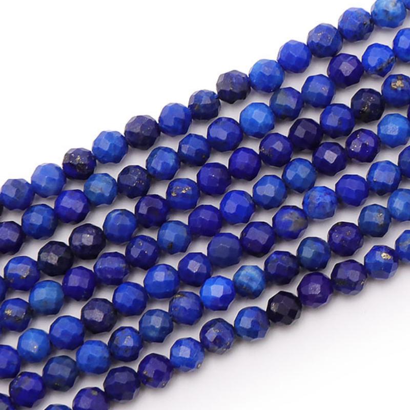 Fil lapis lazuli Afghanistan AA+ perles facettées 3 - 4mm - La Boite à Cailloux