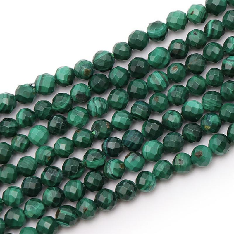 Fil malachite Congo AA perles facettées 3 - 4mm - La Boite à Cailloux