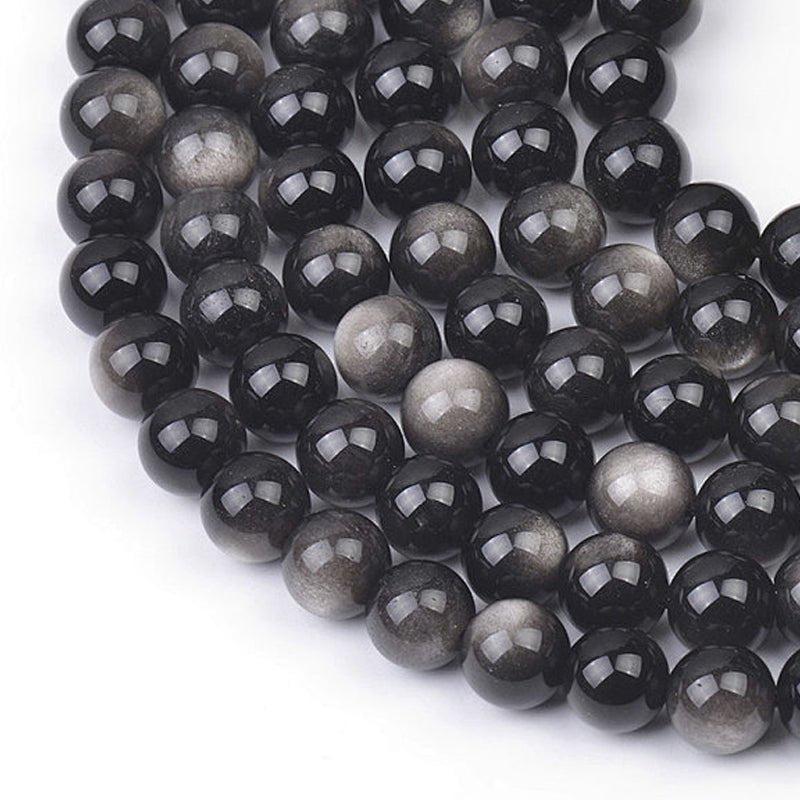 Fil obsidienne argentée Mexique A - La Boite à Cailloux