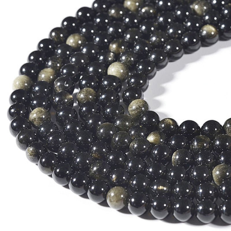 Fil obsidienne dorée Mexique A - La Boite à Cailloux