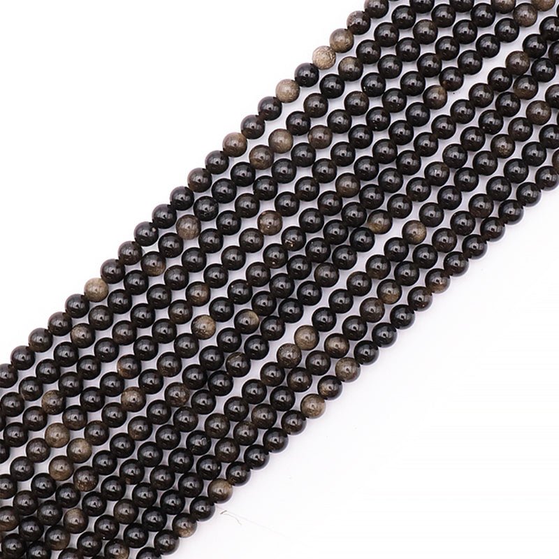 Fil obsidienne dorée Mexique A - La Boite à Cailloux
