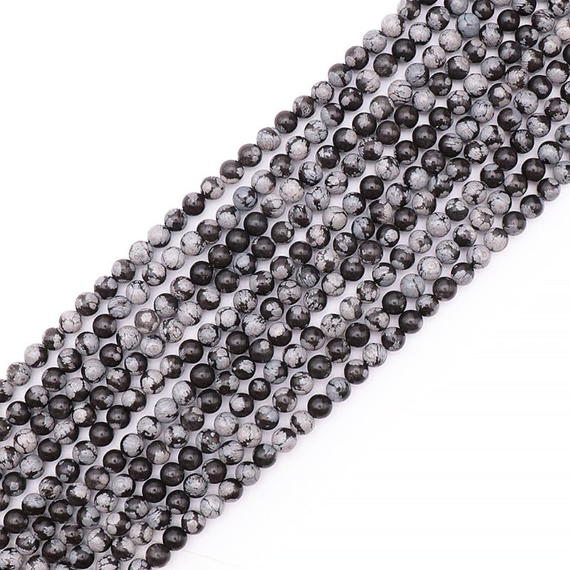 Fil obsidienne neige Mexique A - La Boite à Cailloux