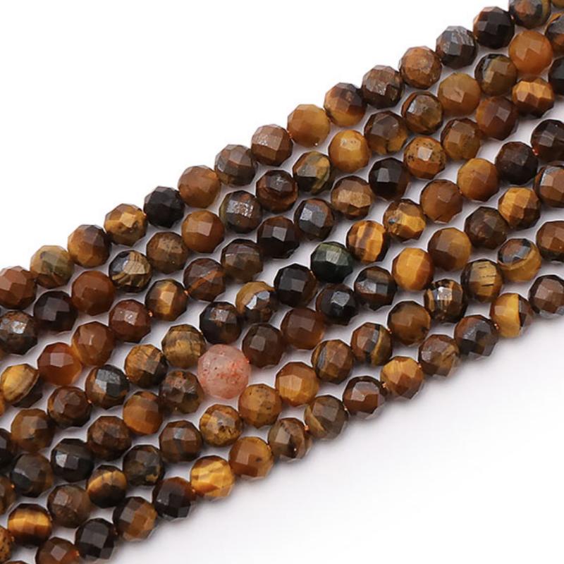 Fil oeil de tigre Afrique du Sud AA perles facettées 3 - 4mm - La Boite à Cailloux