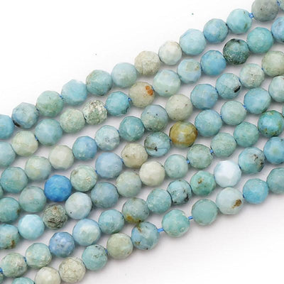 Peruvian blue opal thread with faceted beads 3-4mm