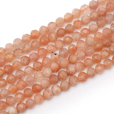 India sunstone wire with faceted beads 3-4mm