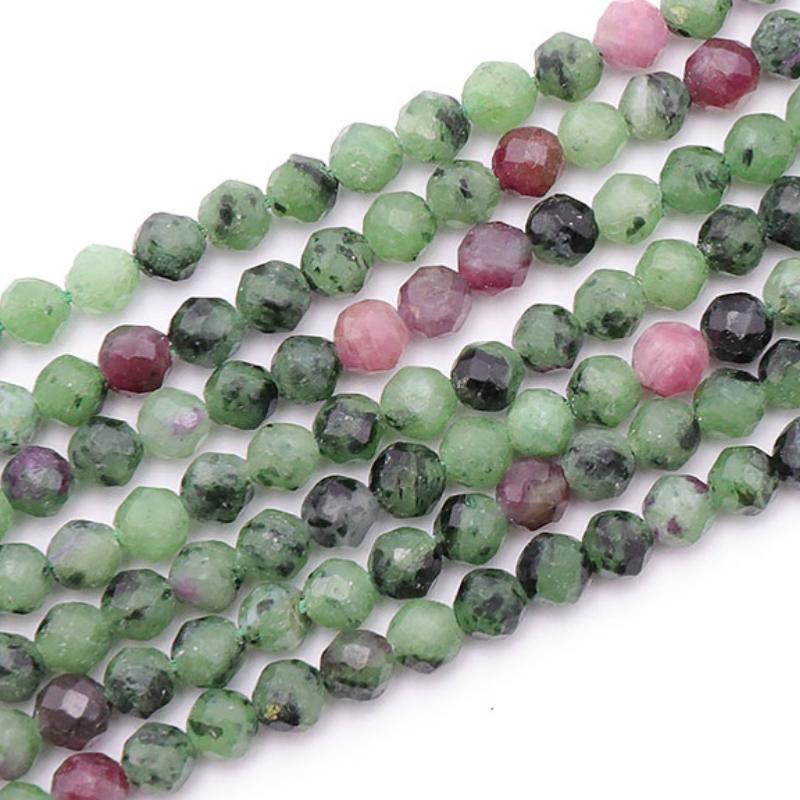 Fil rubis zoisite Tanzanie AA perles facettées 3 - 4mm - La Boite à Cailloux