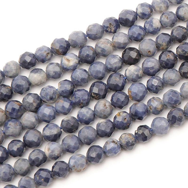 Fil saphir Inde AB perles facettées 3 - 4mm - La Boite à Cailloux