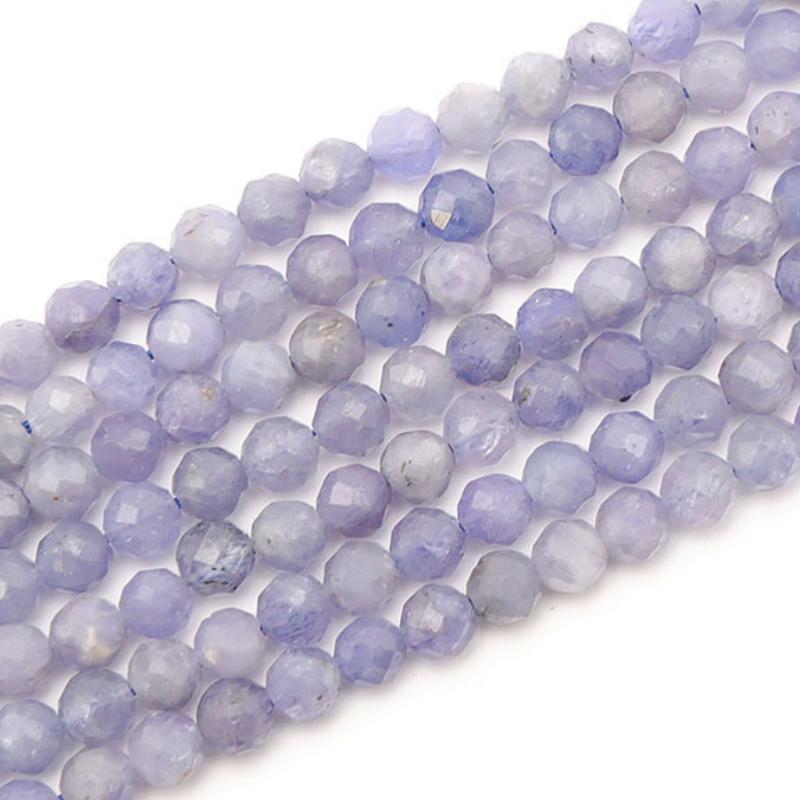 Fil Tanzanite A+ perles facettées 3 - 4mm - La Boite à Cailloux
