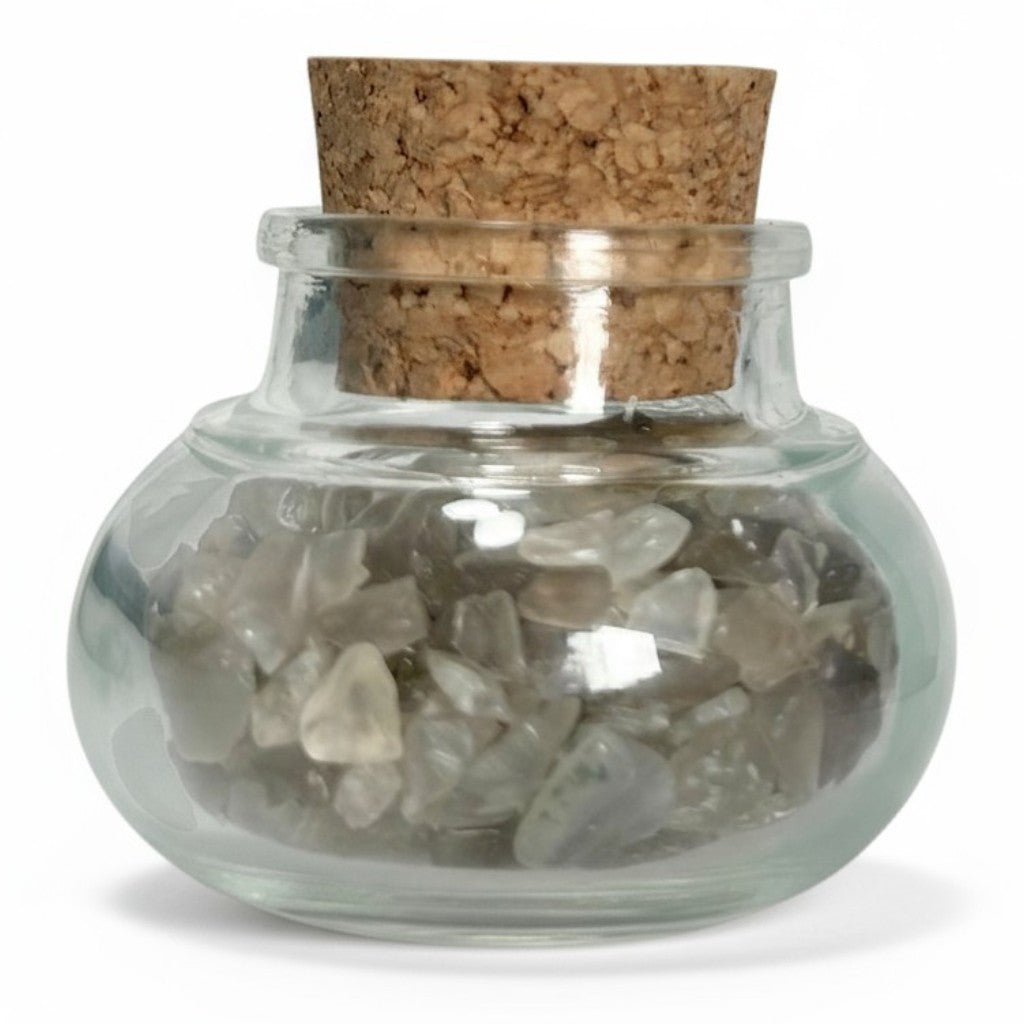 Flacon verre agate natuelle Inde AA (mini - pierre roulée XXS) - La Boite à Cailloux