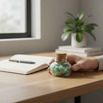 Flacon verre Chrysoprase Brésil AA (mini - pierre roulée XS) - La Boite à Cailloux