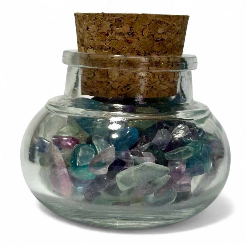Flacon verre fluorine multicolore Chine AA (mini - pierre roulée XXS) - La Boite à Cailloux