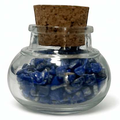 Flacon verre lapis lazuli Afghanistan AA (mini - pierre roulée XXS) - La Boite à Cailloux