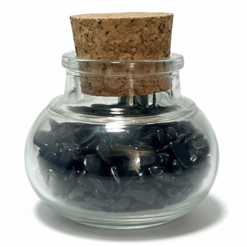 Flacon verre onyx Inde AA (mini - pierre roulée XS) - La Boite à Cailloux