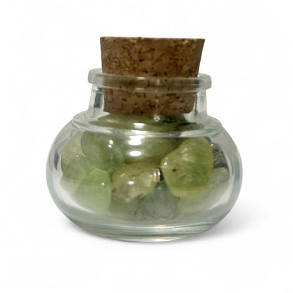 Flacon verre prehnite Mali AA (mini - pierre roulée XS) - La Boite à Cailloux