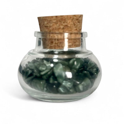 Flacon verre séraphinite Russie AA (mini-pierre roulée XXS)