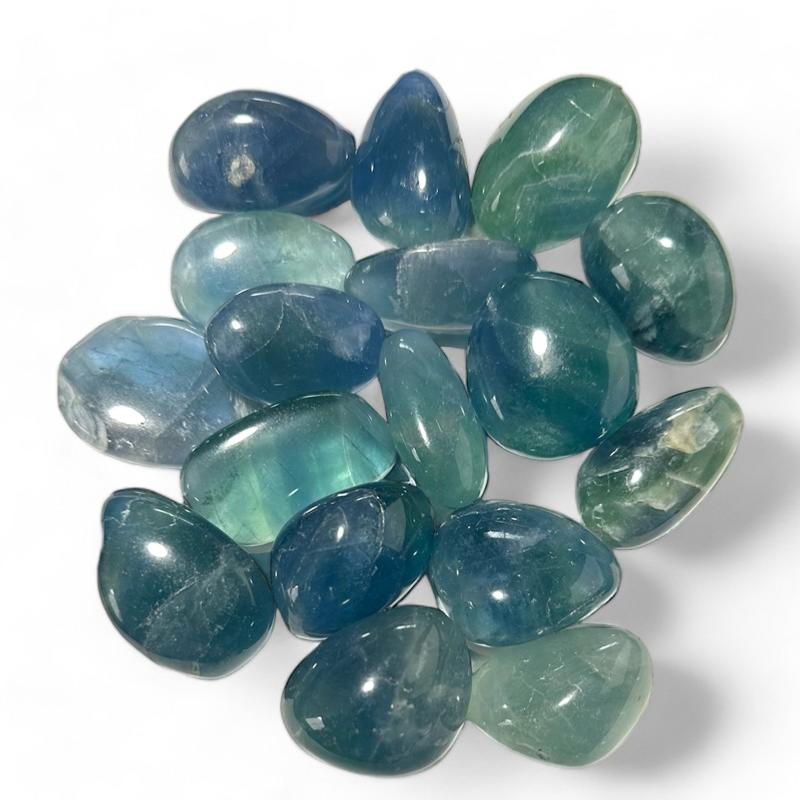 Fluorine bleue/verte Chine AA (pierre roulée) - La Boite à Cailloux