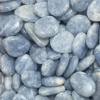 Blue calcite pebble Madagascar AA