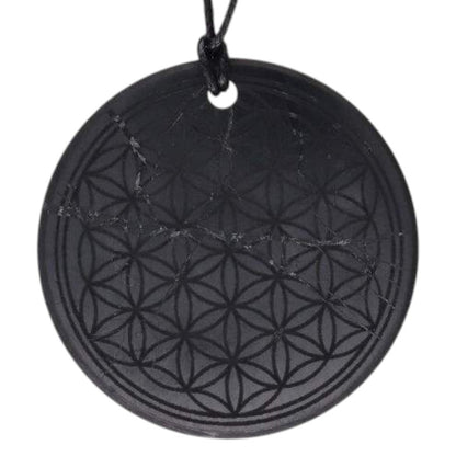 Pendentif shungite fleur de vie 50mm Russie A + cordon