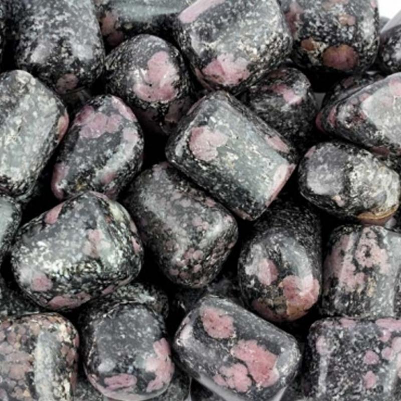 Grenat dans Pyroxénite Inde A+ (pierre roulée) - La Boite à Cailloux
