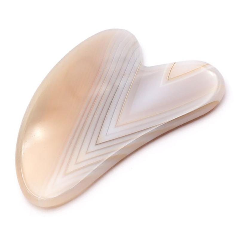 Gua Sha coeur agate Botswana A+ 80mm - La Boite à Cailloux