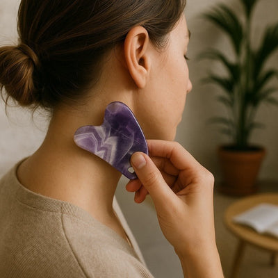 Gua Sha corazón de amatista Brasil A 80mm