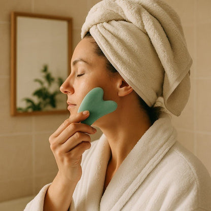 Gua Sha coeur aventurine verte Brésil A 80mm - La Boite à Cailloux